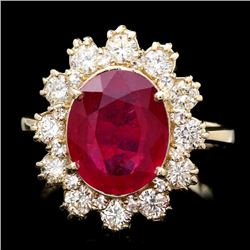 14k Yellow Gold 4.00ct Ruby 1.15ct Diamond Ring