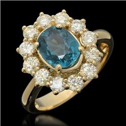 14k Gold 2.76ct Zircon 1.25ct Diamond Ring