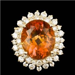 14k Gold 7.00ct Citrine 1.75ct Diamond Ring