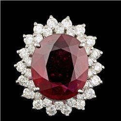 14k White Gold 11.00ct Ruby 1.80ct Diamond Ring