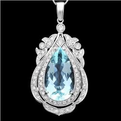 14k Gold 18ct Aquamarine 1.8ct Diamond Pendant