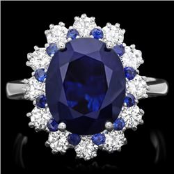 14k White Gold 6ct Sapphire 1.10ct Diamond Ring