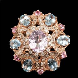 14k Rose Gold 3.50ct Kunzite 1.25ct Diamond Ring