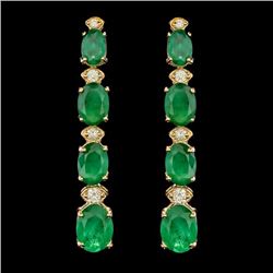 14k Gold 5.50ct Emerald 0.35ct Diamond Earrings