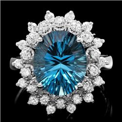 14k White Gold 5.50ct Topaz 0.70ct Diamond Ring