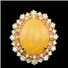 Image 1 : 14k Yellow Gold 10.00ct Opal 1.00ct Diamond Ring