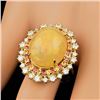 Image 4 : 14k Yellow Gold 10.00ct Opal 1.00ct Diamond Ring