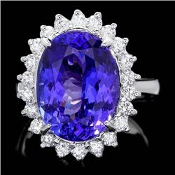 14k Gold 10.00ct Tanzanite 0.90ct Diamond Ring