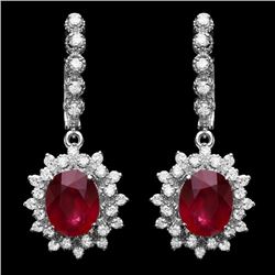 14k Gold 8.00ct Ruby 1.50ct Diamond Earrings