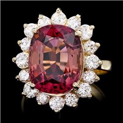 14k Gold 8ct Tourmaline 1.50ct Diamond Ring