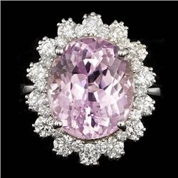 14k Gold 10.00ct Kunzite 1.70ct Diamond Ring
