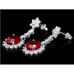 14k Gold 9.00ct Ruby 3.00ct Diamond Earrings