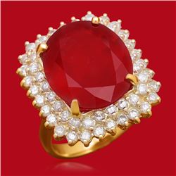 14K Gold 14.12ct Ruby 1.74ct Diamond Ring
