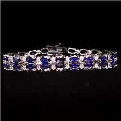 14K Gold 9.40ct Sapphire 0.70ct Diamond Bracelet