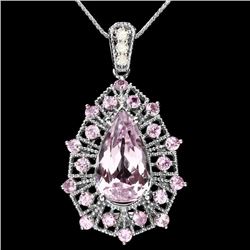 14k Gold 8.45ct Kunzite 0.17ct Diamond Pendant