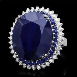 14k Gold 44.4ct Sapphire 1.35ct Diamond Ring