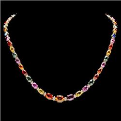 14k Gold 33ct Sapphire 1.2ct Diamond Necklace