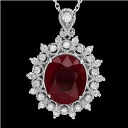 14K Gold 7.08ct Ruby 0.65ct Diamond Pendant