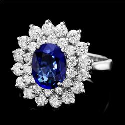 14k Gold 1.68ct Sapphire 1.59ct Diamond Ring