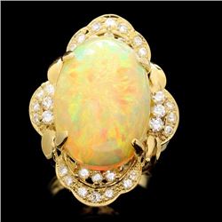 18k Yellow Gold 11.00ct Opal 0.80ct Diamond Ring