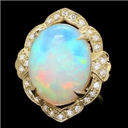 14k Yellow Gold 14.00ct Opal 0.70ct Diamond Ring