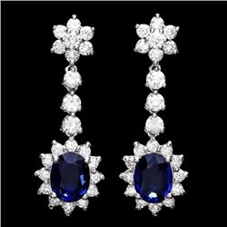 14k Gold 3ct Sapphire 3.25ct Diamond Earrings