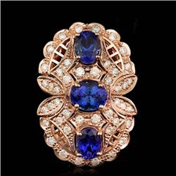 14k Rose 5.50ct Tanzanite 1.60ct Diamond Ring