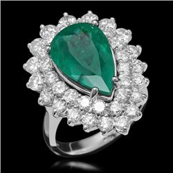 14K Gold 5.12ct Emerald & 2.75ct Diamond Ring