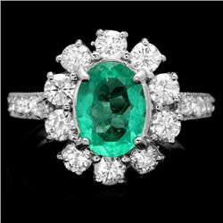 14k White Gold 1.50ct Emerald 1.45ct Diamond Ring