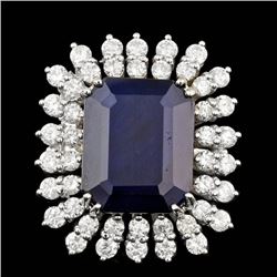 14k Gold 13.50ct Sapphire 2.40ct Diamond Ring