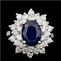 14k Gold 3.30ct Sapphire 1.74ct Diamond Ring