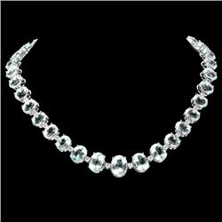 14k Gold 95ct Aquamarine 1.55ct Diamond Necklace