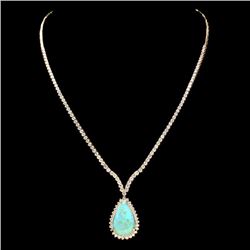 14k Gold 9.00ct Opal 6.50ct Diamond Pendant