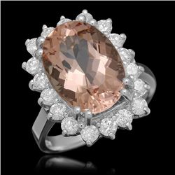 14K Gold 6.23ct Morganite 1.16ct Diamond Ring