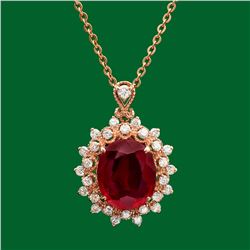 14k Gold 6.48ct Ruby 0.87ct Diamond Pendant