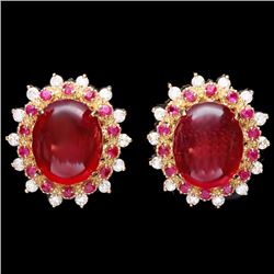 14k Gold 17.5ct Ruby 0.80ct Diamond Earrings