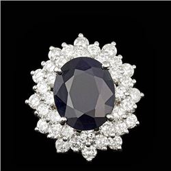 14k Gold 7.25ct Sapphire 2.60ct Diamond Ring