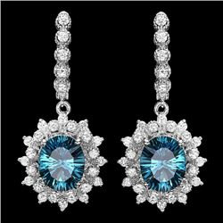 14k White Gold 8ct Topaz 1.80ct Diamond Earrings