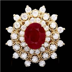14k Yellow Gold 4.00ct Ruby 2.00ct Diamond Ring