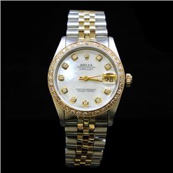 Rolex Two-Tone DateJust 31mm White MOP Dial Diamond Bezel Aprox. 1.5 cts. Wristwatch