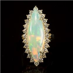 14K Gold 7.67ct Opal 1.95ct Diamond Ring