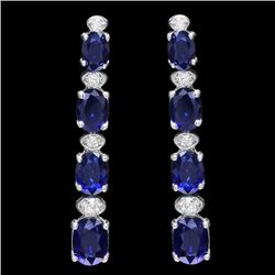 14k Gold 6.00ct Sapphire 0.30ct Diamond Earrings