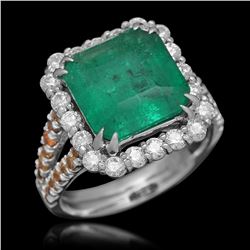 18K Gold 4.04 Emerald 1.37 Diamond Ring