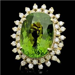 14k Gold 22ct Tourmaline 1.65ct Diamond Ring