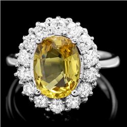 14k Gold 3.40ct Sapphire 1.10ct Diamond Ring