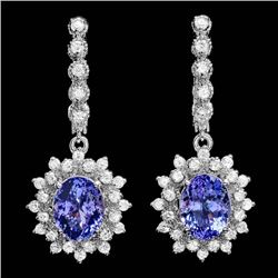 14k Gold 5ct Tanzanite 1.70ct Diamond Earrings