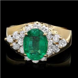 14k Gold 1.70ct Emerald 0.90ct Diamond Ring