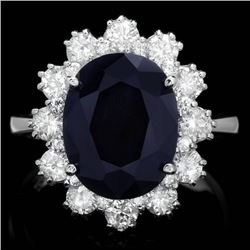 14k Gold 6.00ct Sapphire 1.35ct Diamond Ring