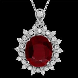 14K Gold 5.54ct Ruby 0.85ct Diamond Pendant