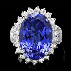 18k Gold 14.00ct Tanzanite 1.50ct Diamond Ring